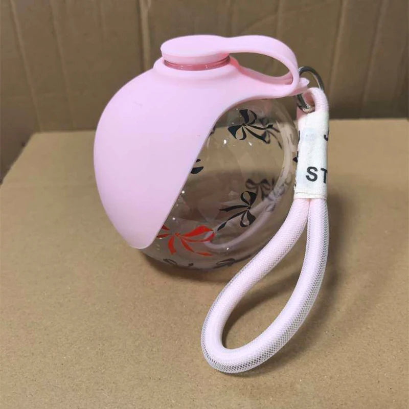 Portable Pet Water Bottle Spherical Foldable Dog Cat Water Dispenser With Hook & Reflow Design Outdoor Travel Pet Supplies