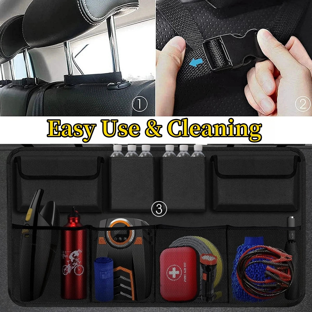 Car Organizer Backseat Hanging Organizer Kit With Large Storage Bag Super Capacity Trunk Organizer For SUV Truck Van Save space