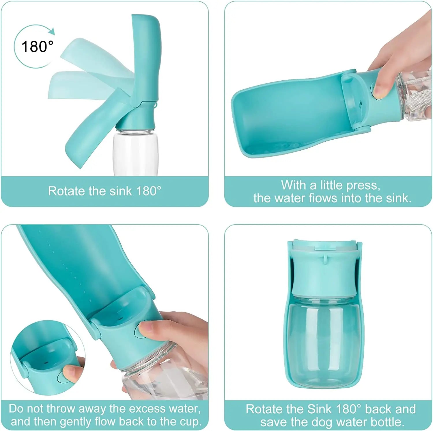 Dog Water Bottle - Foldable Dog Water Dispenser for Outdoor Walking, Portable Pet Water Bottle for Travel, Leak Proof,BPA Free