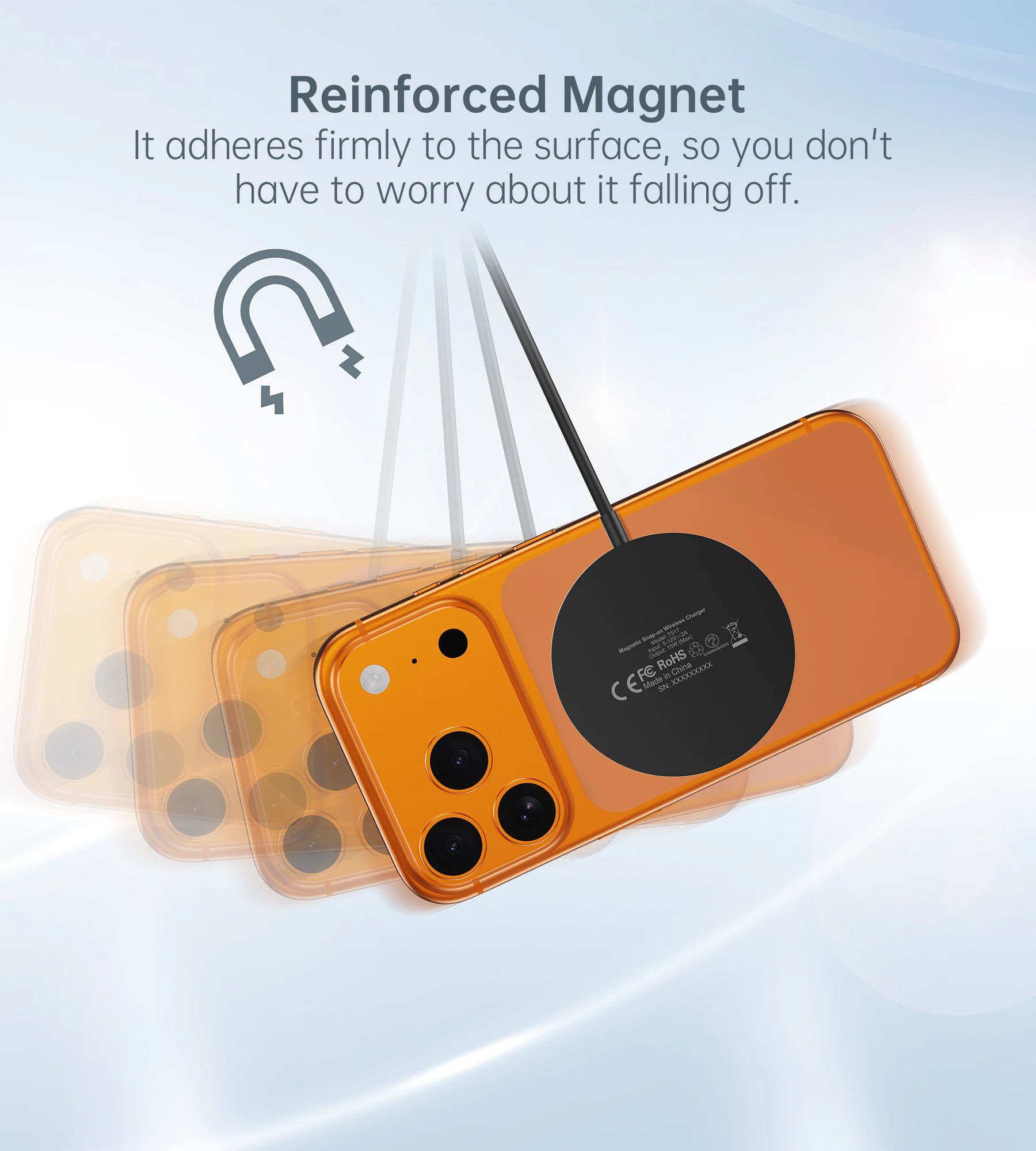 Magnetic Wireless Charger for iPhone 17/16/15/14/13/12 - Mag Charger , Fast Wireless Charging Stand/Pad with 5ft USB-C Cable for