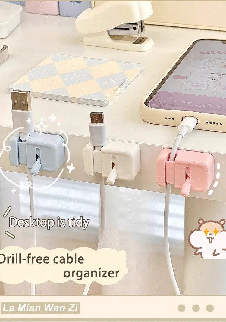 Desktop Cable Organizer – For Phone Chargers, Data Cables; Wire Management, Routing, Securing, Storage & Bundling Clips