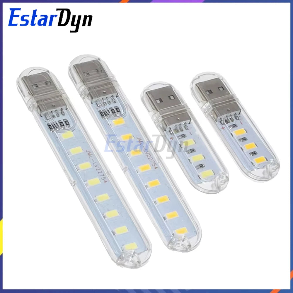 USB LED Lamp 3/8 LED Dimmable Portable Mini Light for Reading Night PC Laptop Desk Camping Power Bank