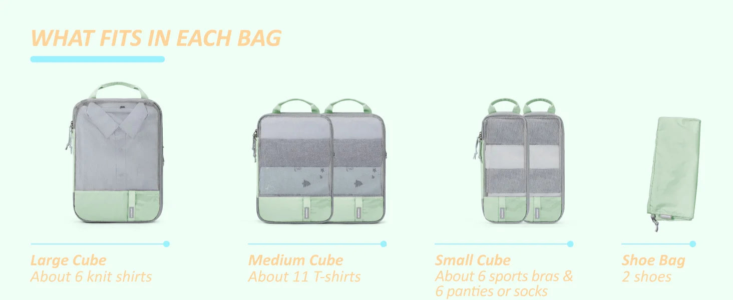 BAGSMART Compression Packing Cubes for Travel - 6/4/2 Set Lightweight Durable Luggage Organizer Bags Travel Essentials