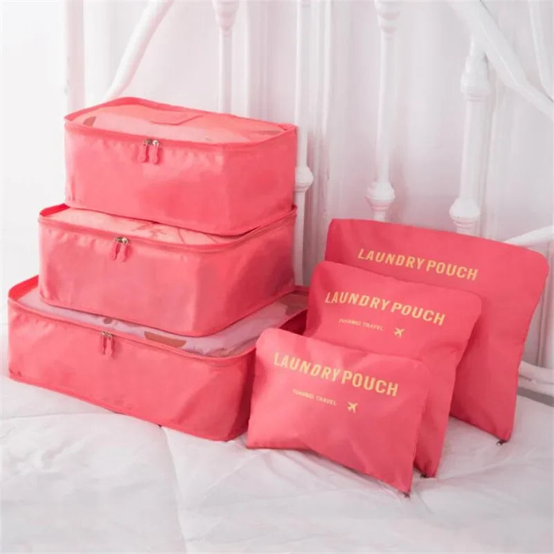 6 PCS Travel Storage Bag Multifunction Packing Cube Bag Travel Kit Set for Women Clothes Tidy Organizer Wardrobe Suitcase Pouch