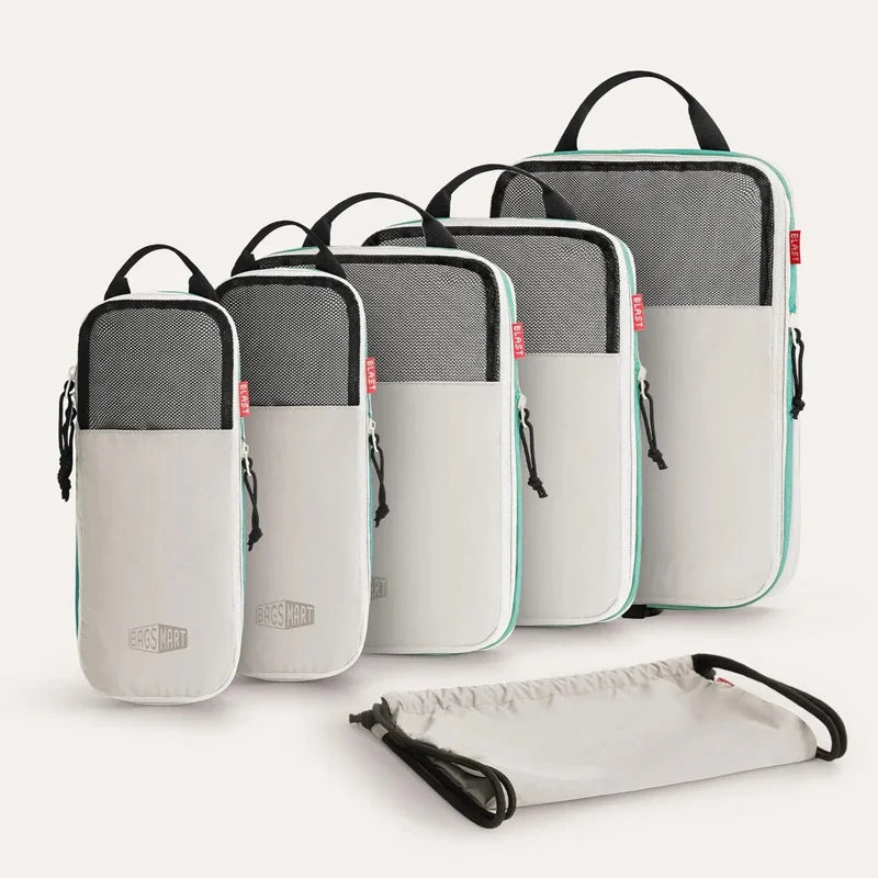 BAGSMART Compression Packing Cubes Expandable Travel Set Storage Bag 6 Pcs Travel Organizer Luggage Carry Suitcase