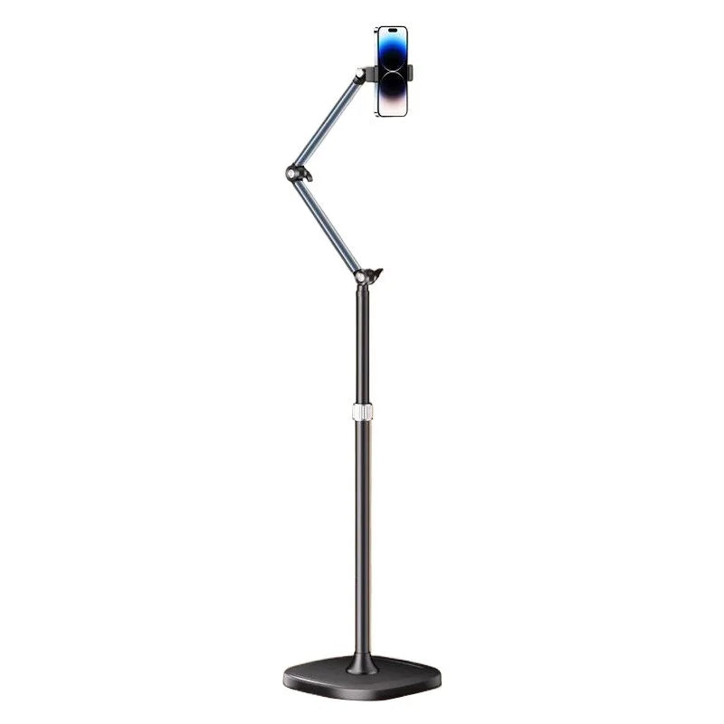 Stretchable Stand Holder Height Adjustable Arm 360-Degree Rotatable Phone Floor Stand with Base for Live Shooting Phone Holder
