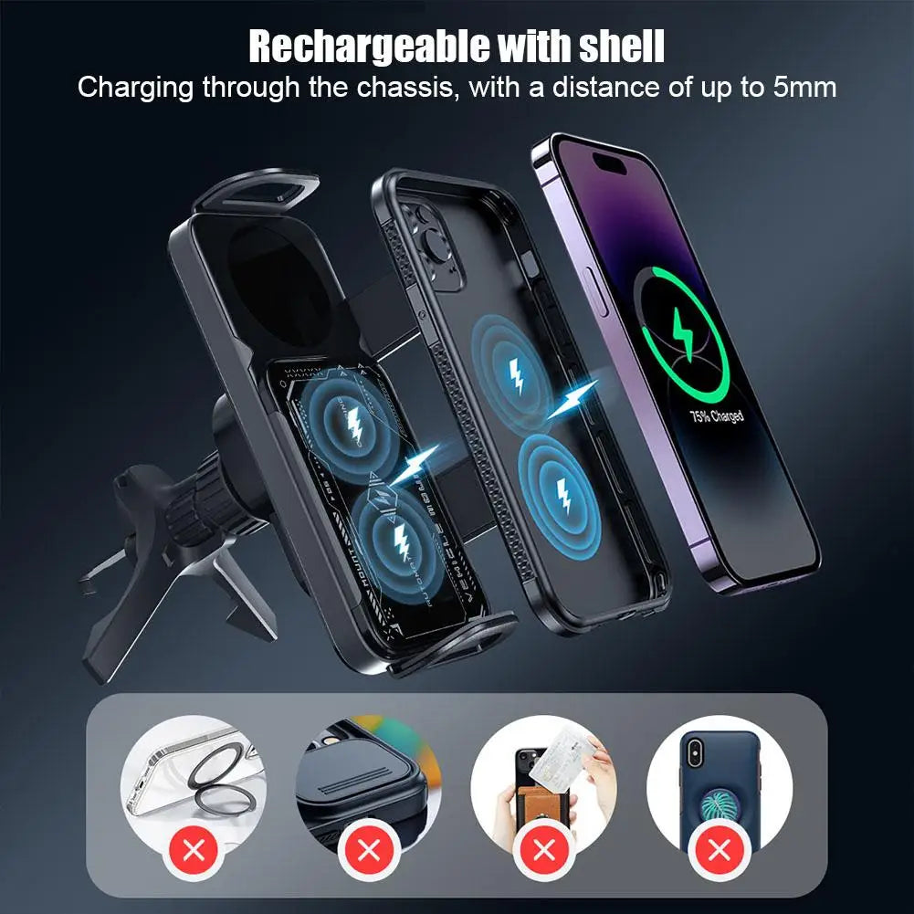 High Intelligent Mobile Phone/Pad Holder, Magnetic Phone Holder for Car, 2 in 1 Auto Rotating Phone Holder, Wireless Car Charger