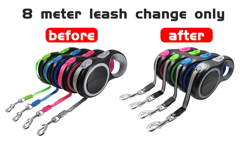 3M 5M 8M Dog Leash Retractable Roulette Long Pet Lead Strong for Small Large Big Dogs Automatic Walking Nylon Durable Rope Stuff