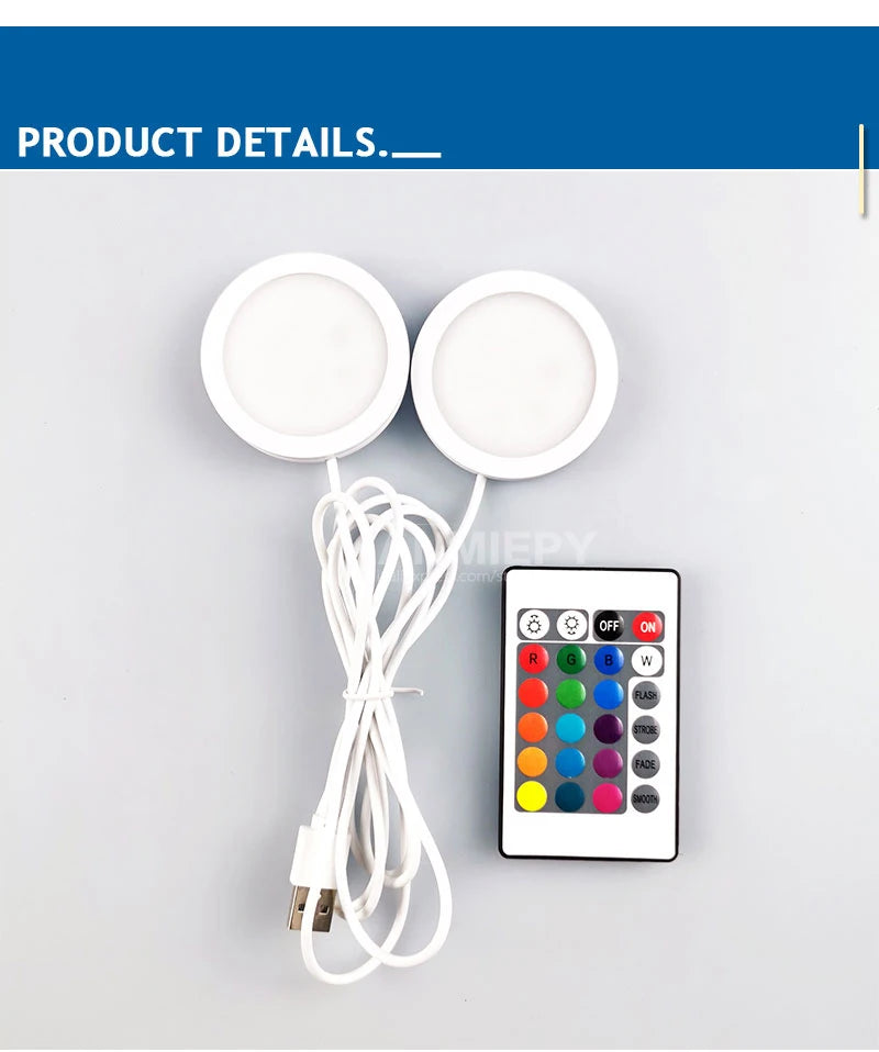 USB Led Spotlight 5W 3W DC5V RGB With Remote Jewelry Cabinet Showcase Counter Lamp Ceiling Mini Spot Light USB plug 2 in One