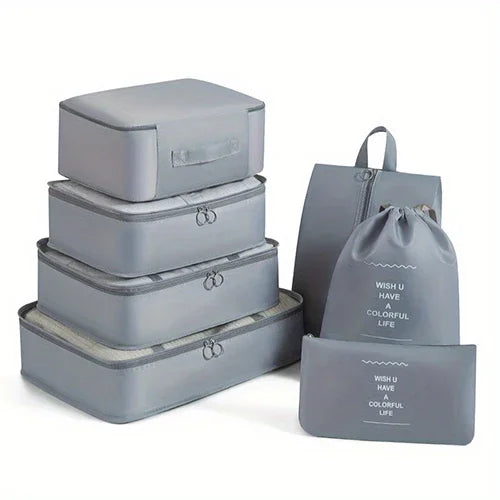 7pcs Set Travel Packing Cubes, Portable Mesh Luggage Storage Bag, Underwear Clothes Organizer Bag With Shoes Bag
