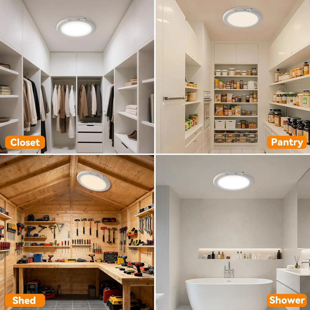 LED Motion Sensor Ceiling Light  Magnetic Installation With Remote Control USB Rechargeable For Shower Bedroom Closet Night Lamp