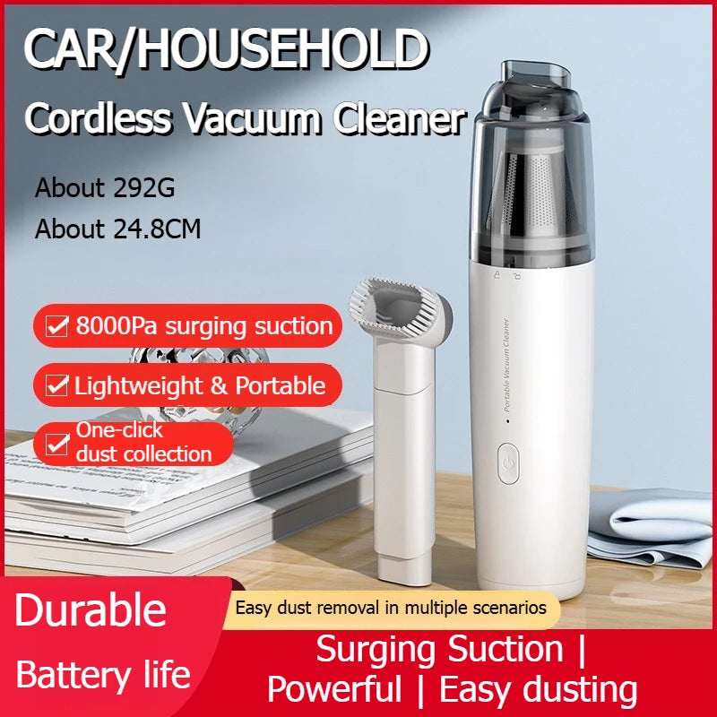 Portable Mini Handheld Vacuum Cleaner Wireless Cordless Car Vacuum Strong Suction 2 Gears Lightweight Rechargeable for Home Car