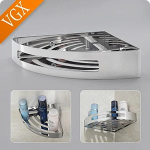 VGX Bathroom Shelf Shower Trangle Shelfes Corner Storage Rack Wall Mounted Shelves Stainless Steel Basket Kitchen Accessories