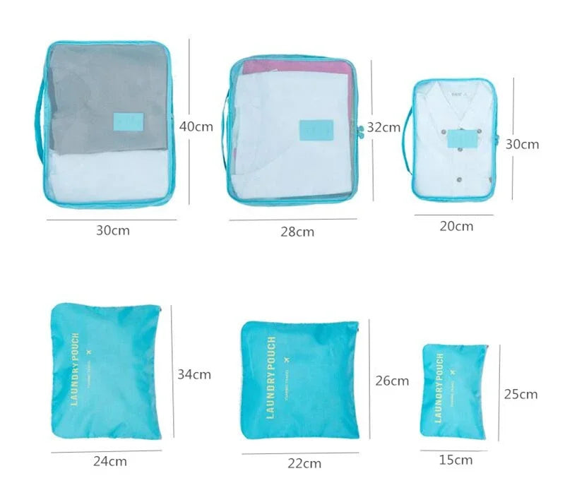 6 PCS Travel Storage Bag Multifunction Packing Cube Bag Travel Kit Set for Women Clothes Tidy Organizer Wardrobe Suitcase Pouch