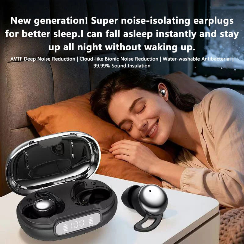 Sleep Bluetooth Earbuds ANC Noise Cancelling with Translation In-Ear Headphones Portable Charging LED Display for Travel Work