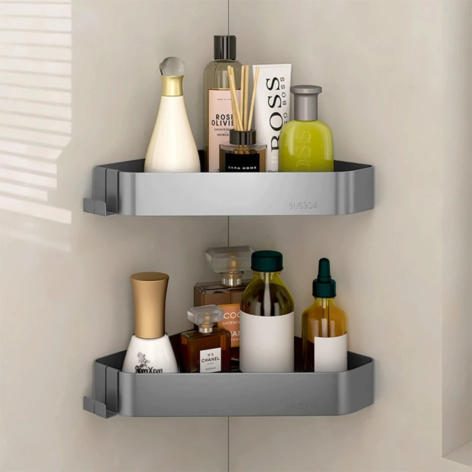 VGX Bathroom Shelf Shower Trangle Shelfes Corner Storage Rack Wall Mounted Shelves Stainless Steel Basket Kitchen Accessories
