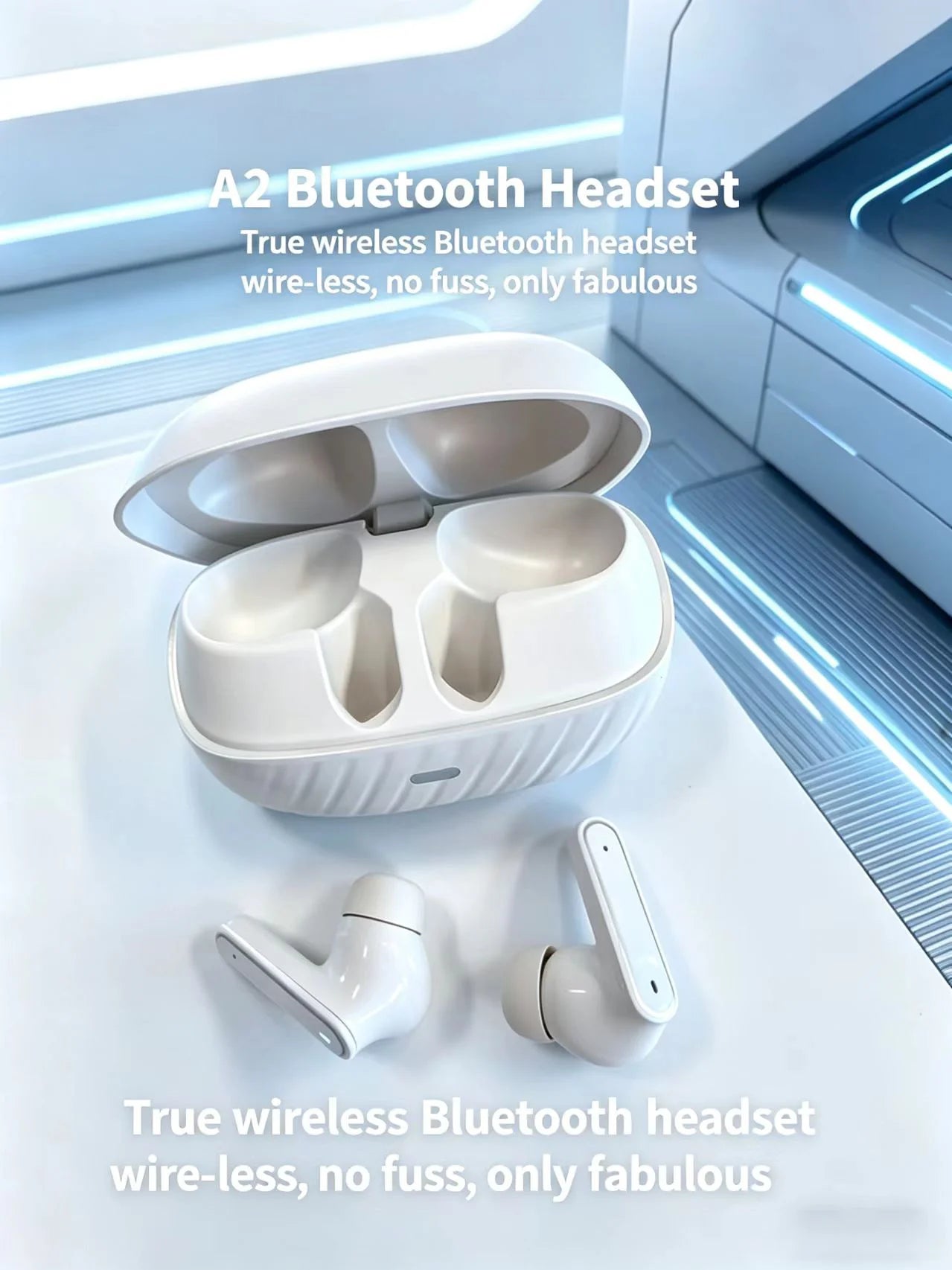  TWS Bluetooth 5.4 Earbuds ANC HiFi Stereo, 3-4h Single/8-10h Total, Ultra Light Comfort Fit