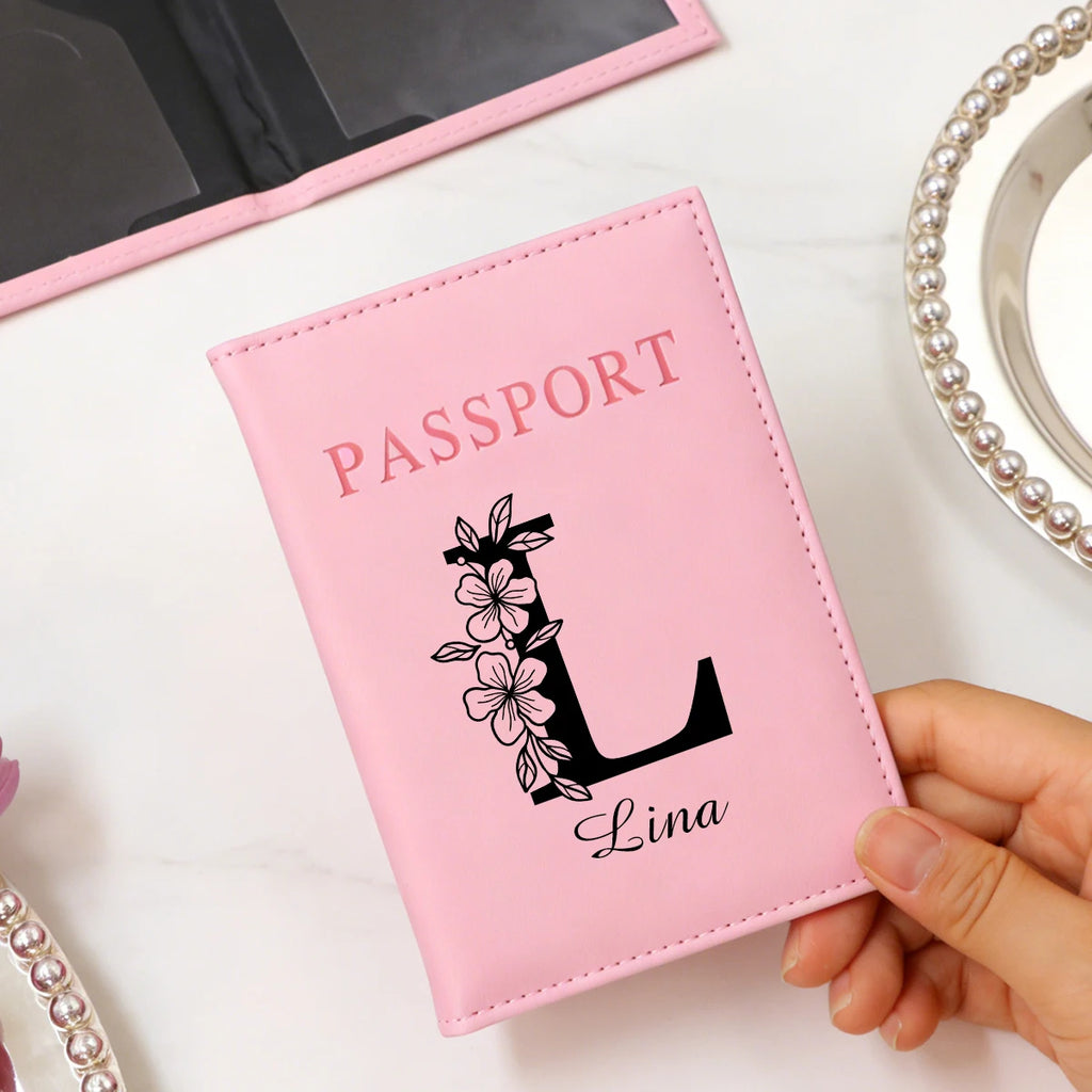 Custom Name Passport Holder For Travel,Personalized Letter Leather Passport Holder,Customized Passport Holder For Travel Women,
