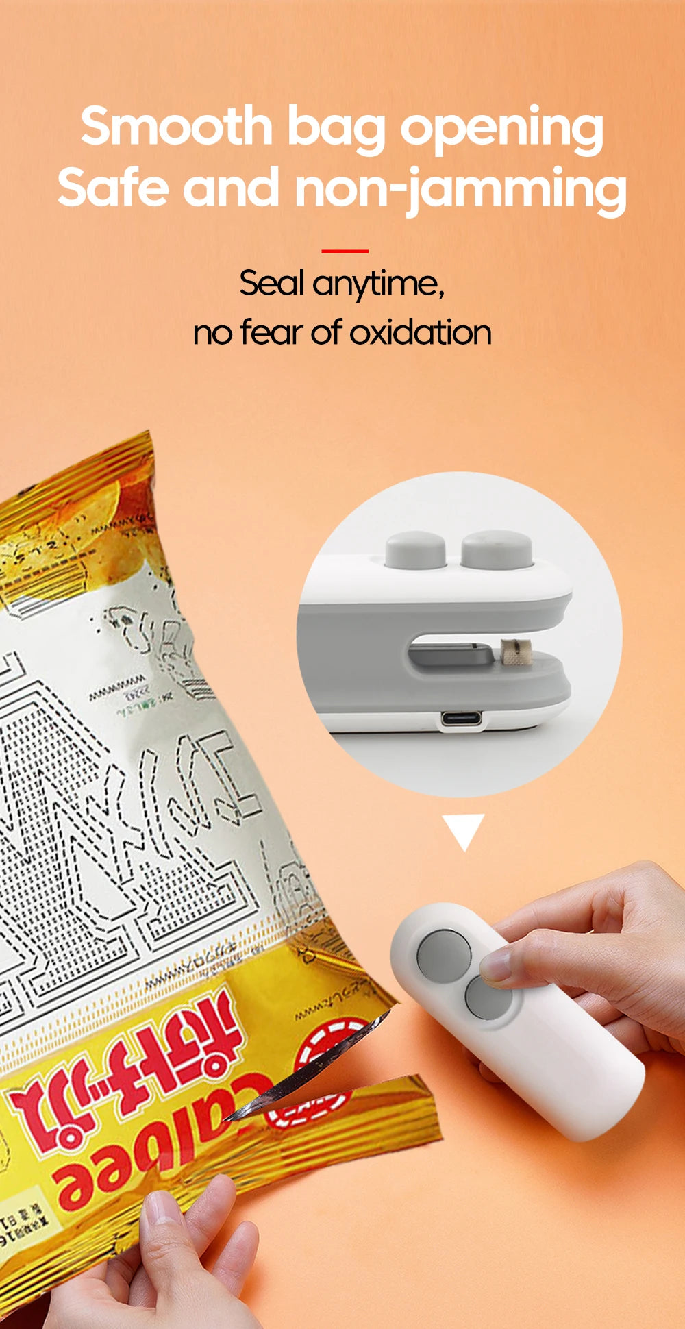Mini Portable Bag Sealer Electric Mini Heat Bag Sealing Plastic Food Sealer Clip Bag Handheld Sealer Food Packaging Heat Sealer