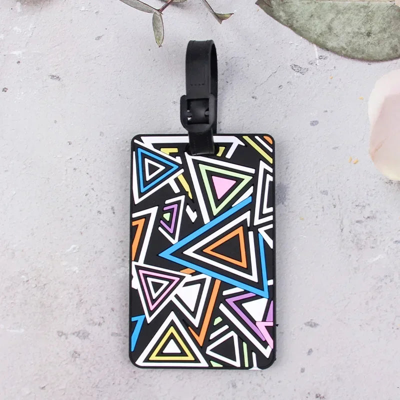 1PCS Geometric Soft Silicone Luggage Tags Suitcase ID Addres Name Holder Baggage Tag Label Travel Accessories Luggage Tags