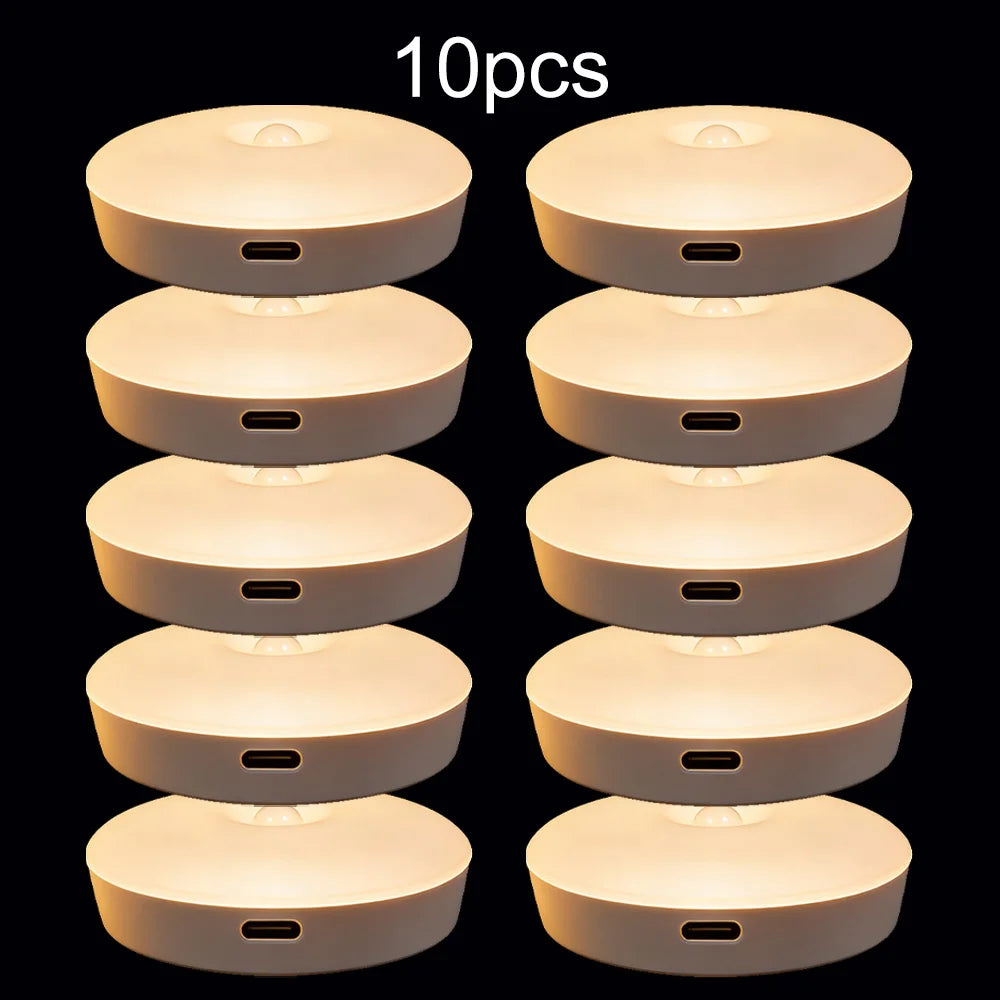 LED Motion Sensor Night Light: USB Rechargeable, Magnetic Base – For Kitchen, Bedroom, Stairs & Wall Lighting