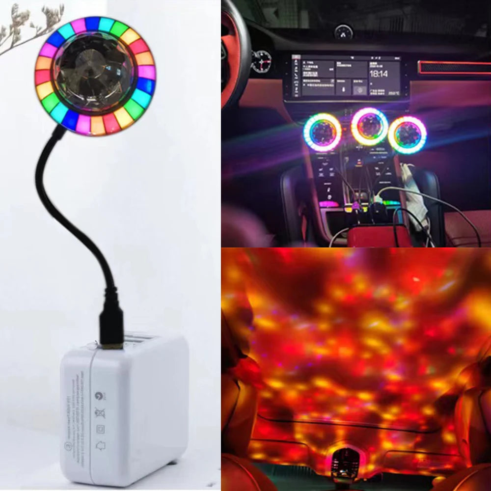 USB LED DJ Light Dynamic RGB Magic Ball Music Rhythm Pickup Lamp WIth For Home Decor Festival Gift Party Car Ambient Lighting