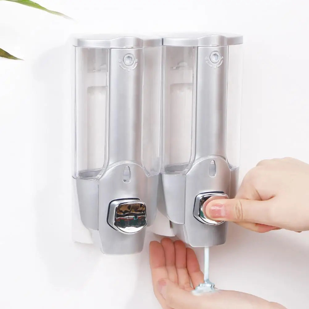 350ml Soap Dispenser 1/2 Chamber Wall-Mounted Manual Shower Dispenser With Large Capacity Shampoo Conditioner Bathroom Accessory