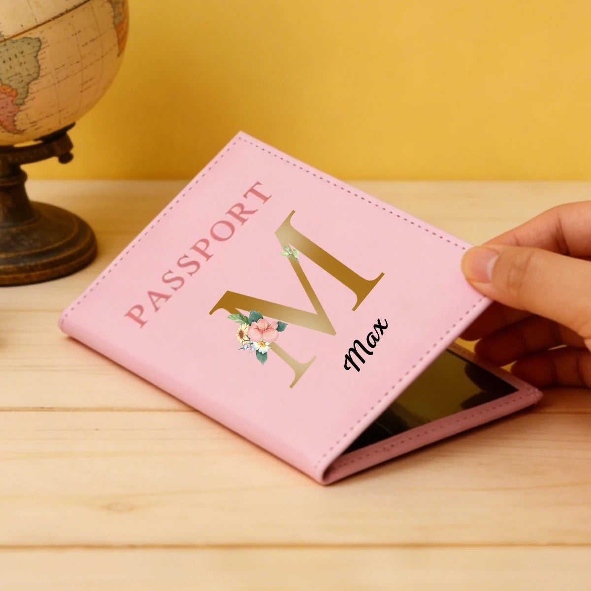 Custom Name Passport Holder For Travel,Personalized Letter Leather Passport Holder,Portable,Vacation,Boyfriend,Girlfriend,
