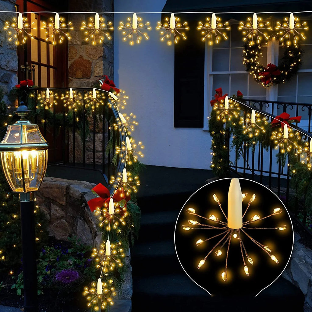 USB LED String Lights Outdoor Firework Fairy Lights 8 Modes Lighting Copper Wire LED Light for Camping Christmas Tree Decor Lamp