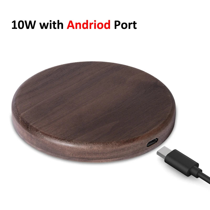 10W 15W Wireless Charger Walnut Wood Grain Slim Wireless Charging for iPhone 17 16 15 14 13 Pro Max S25 S26 FE Ultra Charger Pad