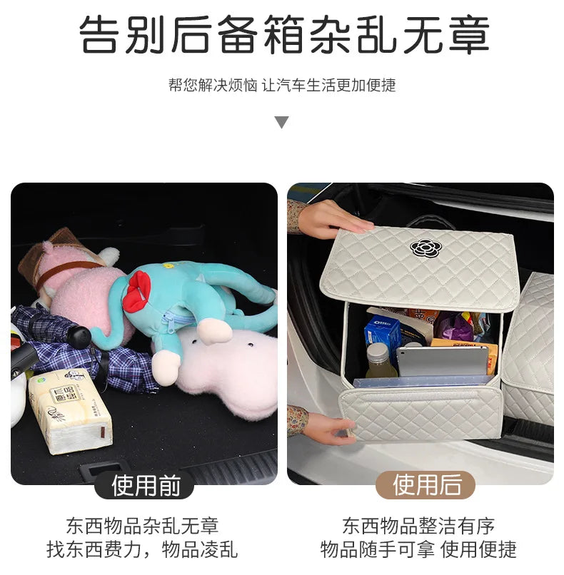 Car Trunk Organizer Durable Foldable Storage Box with Easy-Clean Compartments Versatile Interior Accessories for Car Organizati