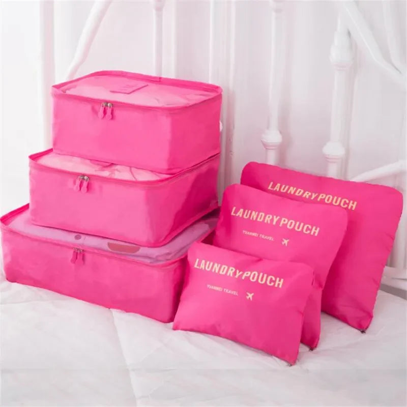 6 PCS Travel Storage Bag Multifunction Packing Cube Bag Travel Kit Set for Women Clothes Tidy Organizer Wardrobe Suitcase Pouch