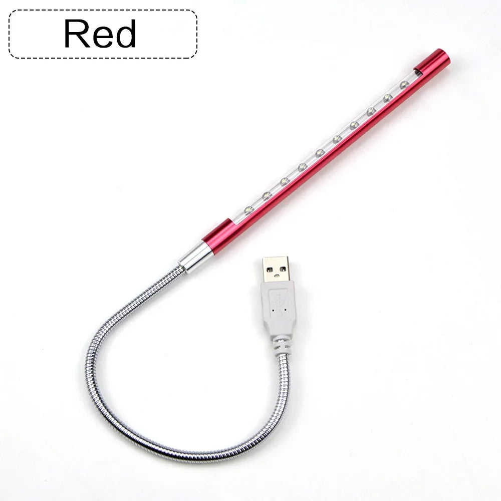 USB LED Reading Light Flexible Book Light 10 LED Mini Lamp for Laptop Notebook PC Computer Study Desk Bedroom Night Light