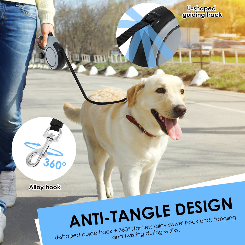 8 M Retractable Dog Leash 3 Mode Automatic Telescopic Dog Leash with Waste Bag and Nonslip Grip Dog Walking Leash Pet Supplies