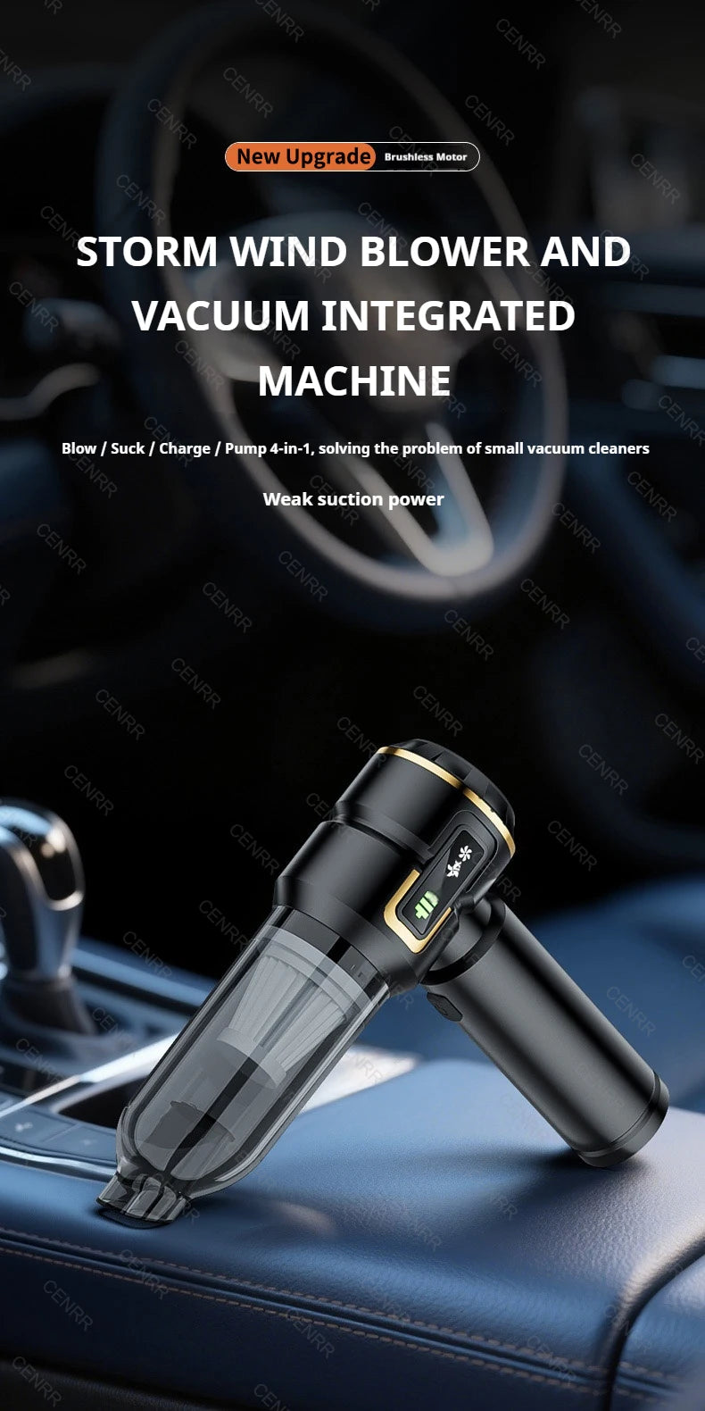 Mini Car Vacuum Cleaner Strong Scution Cordless 998000PA Powerful Wireless Car Cleaner HandHeld Portable Vacuum Cleaner for Car