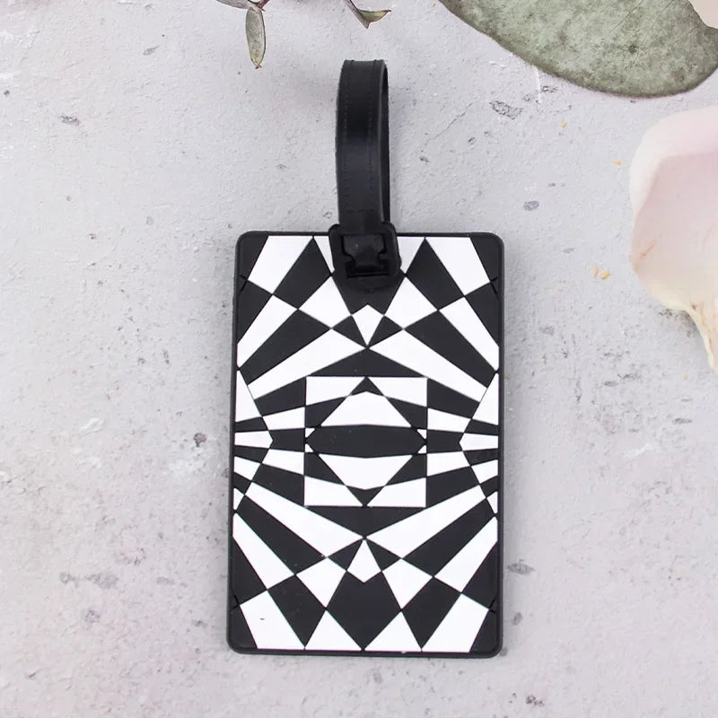 1PCS Geometric Soft Silicone Luggage Tags Suitcase ID Addres Name Holder Baggage Tag Label Travel Accessories Luggage Tags