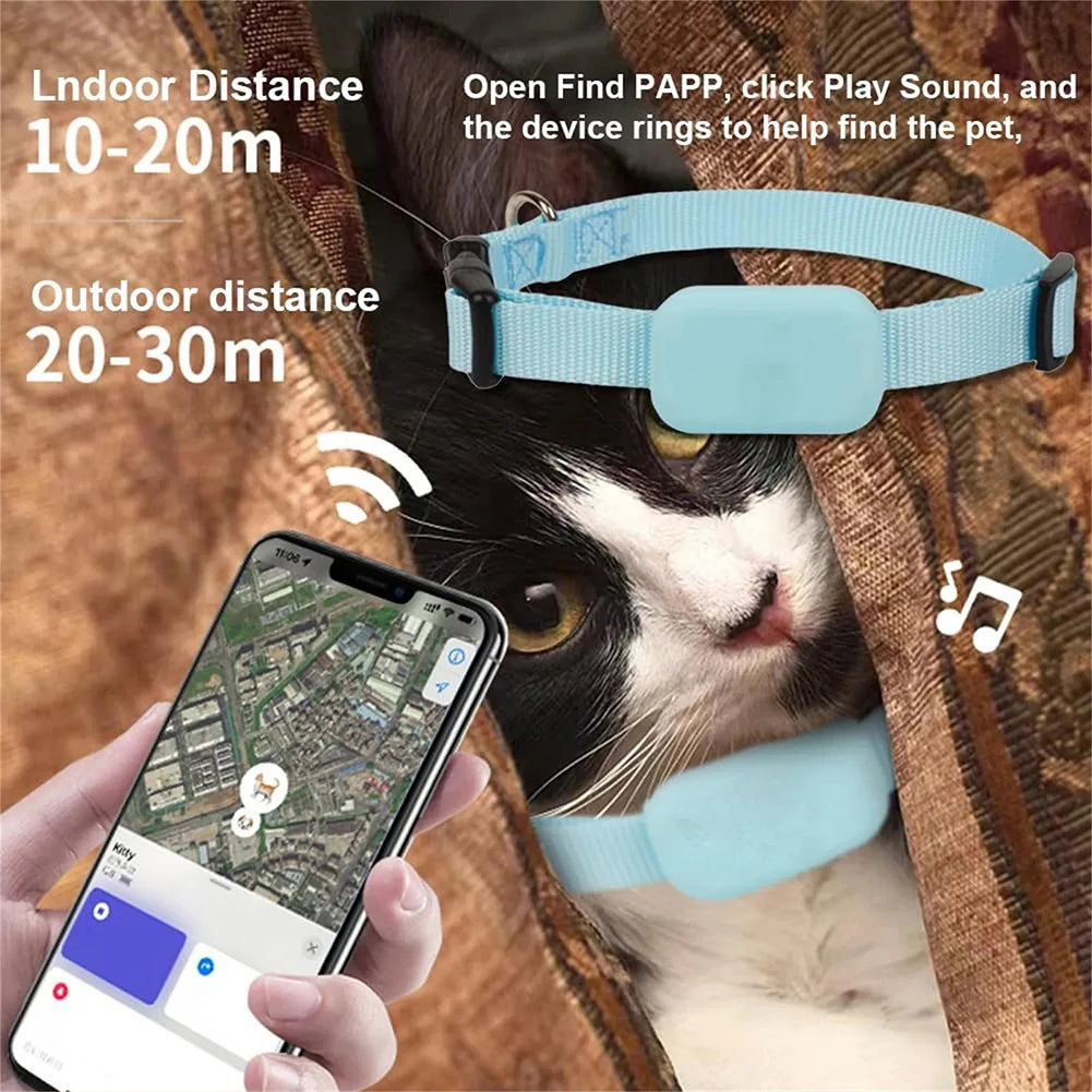 Pet Bluetooth GPS Tracker Adjustable Collar Dog Cats Locator Waterproof Anti Lost Dogs Real-time Tracking Device for iOS/Android