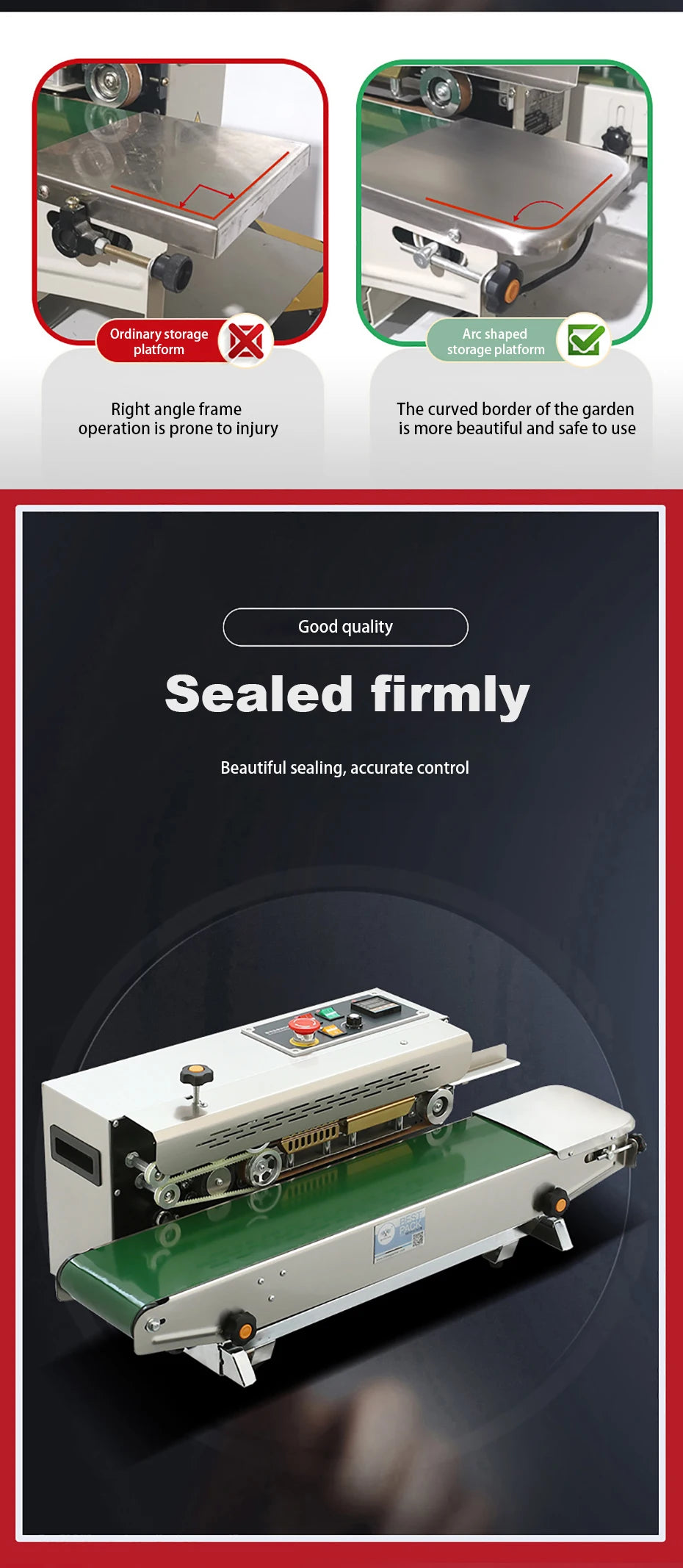 Automatic Electric Bag Sealing Machine Food Plastic Packag Sealer Heavy Duty Packag Sealing Machine 220V Continuous Heat Sealer