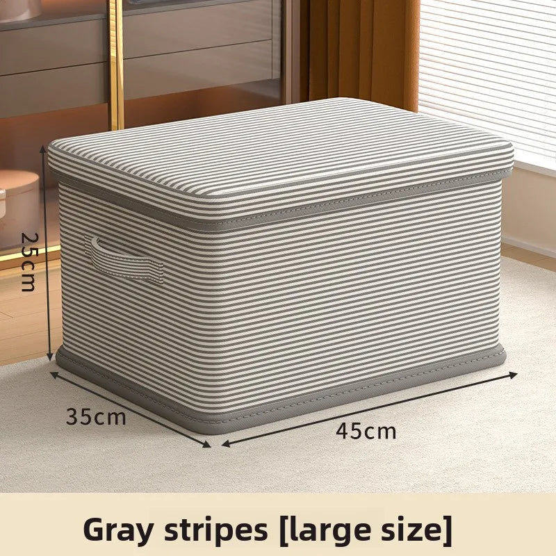 Clothes Storage Box Household Large-capacity Wardrobe Snacks Toys Layered Finishing Artifact Folding Storage Box Basket with Lid