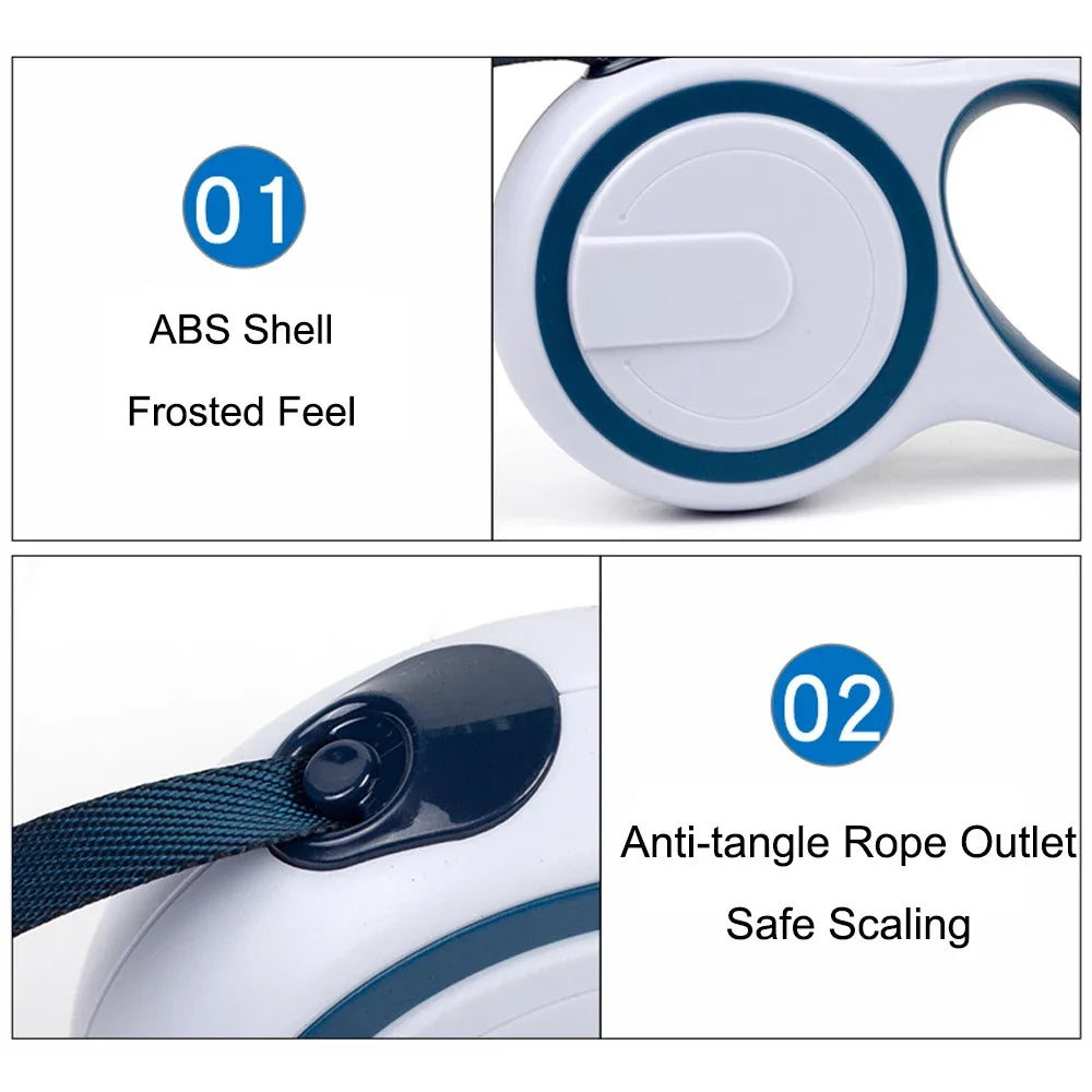 5M Retractable Nylon Leash for Small Dogs and Cats Durable Automatic Tension Control for Outdoor Walking Hiking Travel