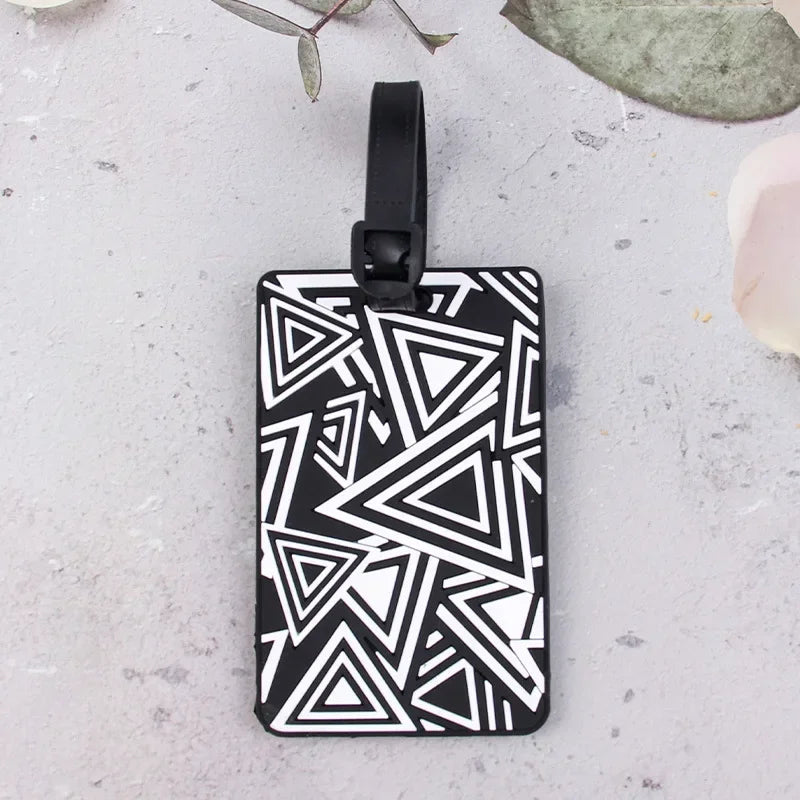 1PCS Geometric Soft Silicone Luggage Tags Suitcase ID Addres Name Holder Baggage Tag Label Travel Accessories Luggage Tags