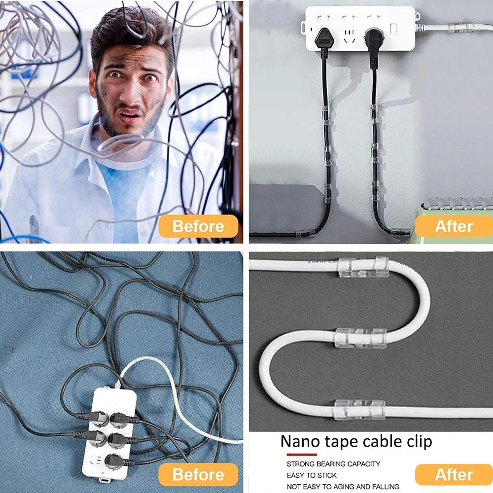 Cable Clip Organizer Drop Wire Holder Cord Management Self-Adhesive Cable Manager Fixed Clamp Wire Winder For Home Office School