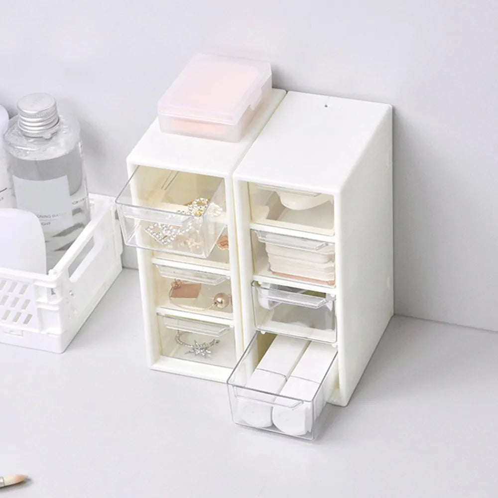 Clear Desktop Storage Organizer 4 Drawer Small Size Drawer Organizer Plastic Mini Drawer Vanity Storage Box Makeup Organizer