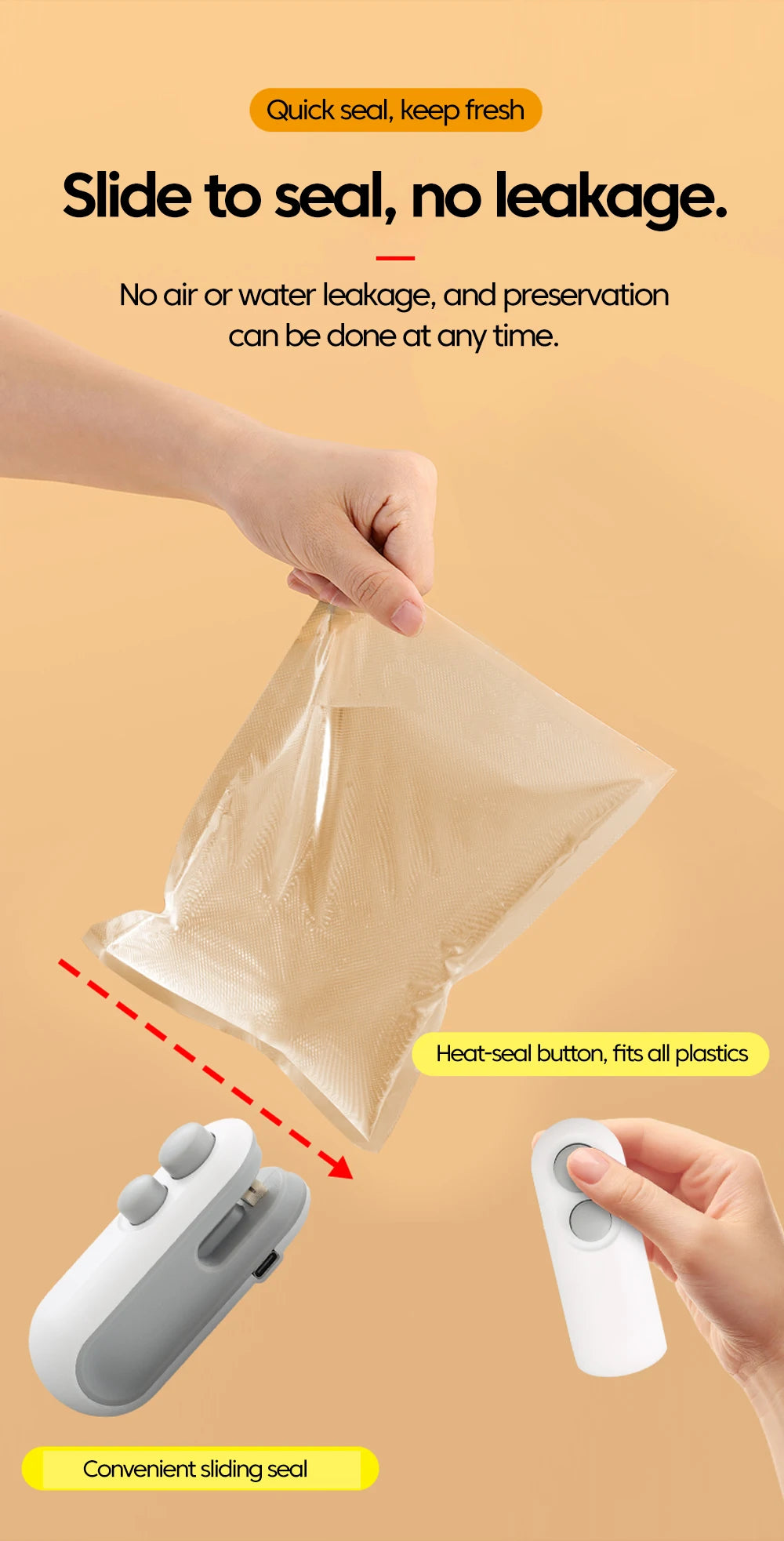 Mini Portable Bag Sealer Electric Mini Heat Bag Sealing Plastic Food Sealer Clip Bag Handheld Sealer Food Packaging Heat Sealer