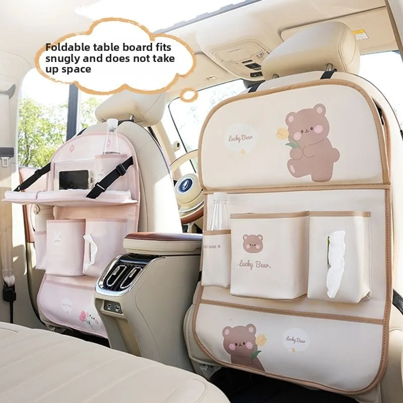 Car Seat Back Organizer - Rear Hanging Storage Bag, Backseat Table Tray, Vehicle Mounted Desk Board