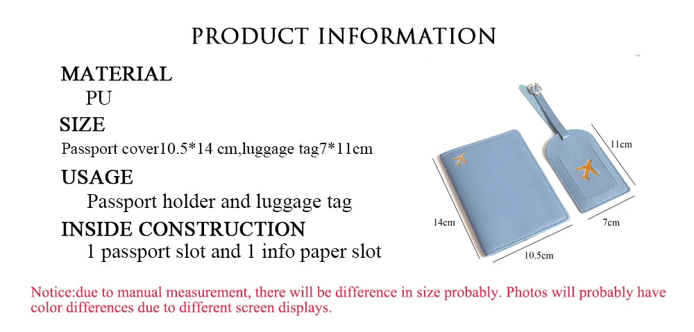 Custom Initial Travel Passport Holder and Luggage Tag Fashion Logo Gold Airplane Women Suitcase Name Label Men Passport Holder