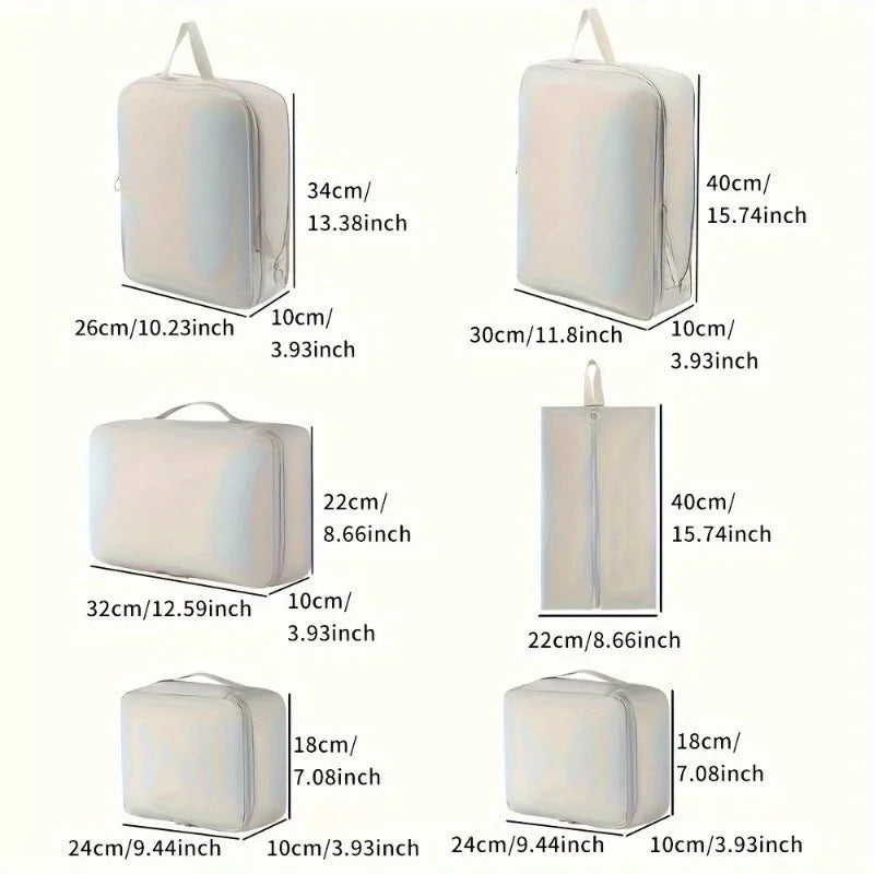 Lightweight Polyester Packing Cubes,6-Piece Organizer Set-Effortless Compression,Saves Room for Souvenirs,Perfect for Long Trips