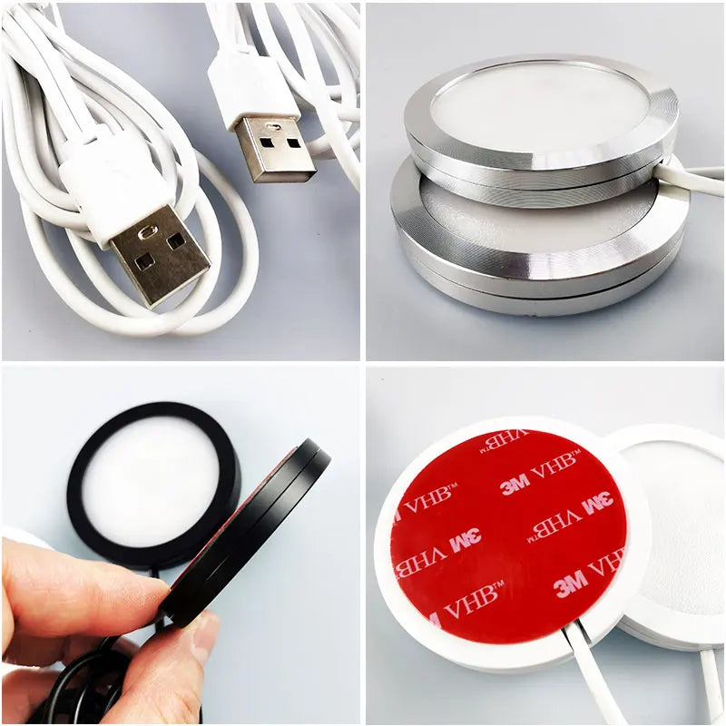USB Led Spotlight 5W 3W DC5V RGB With Remote Jewelry Cabinet Showcase Counter Lamp Ceiling Mini Spot Light USB plug 2 in One