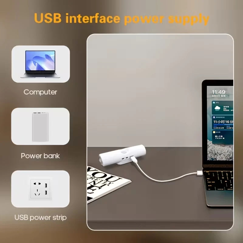 LED Motion Sensor Lights USB Rechargeable Tri-Color/RGB Adjustabl Ambient Light for Kitchen Party Stairs Hallways Night Lights