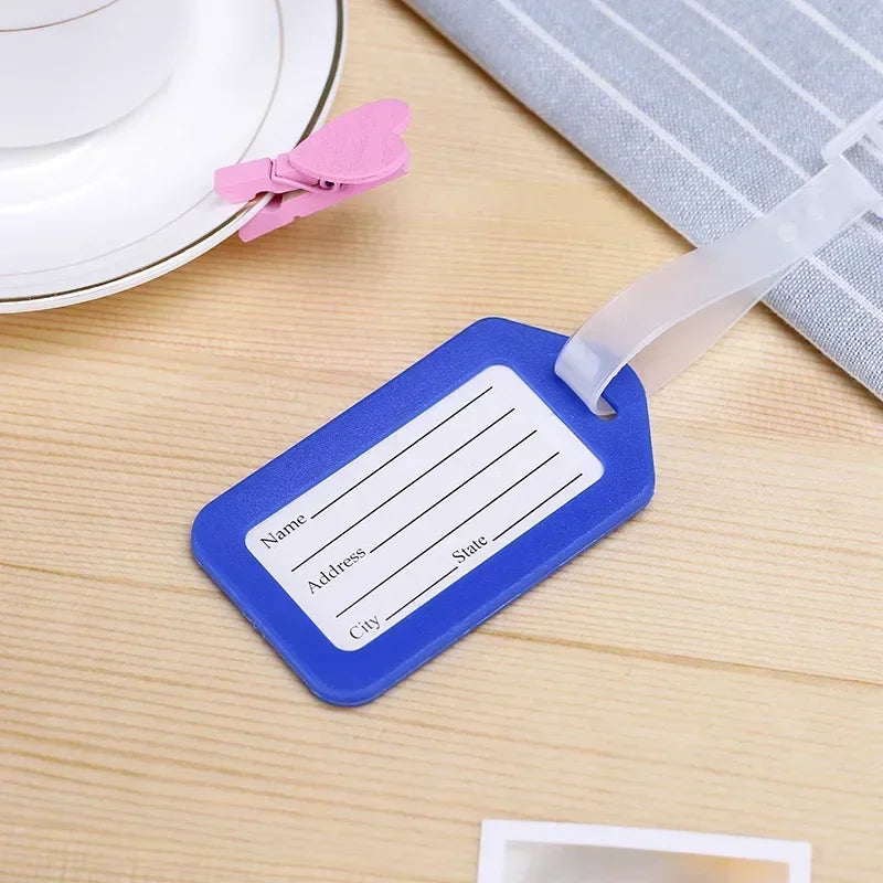 Plastic Luggage Tags, Suitcase Label, Travel Accessories, Luggage Bag Tag, Name Address ID Label, Baggage Holder, 5Pcs
